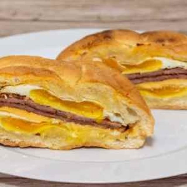 Porkroll, Egg, Cheese.